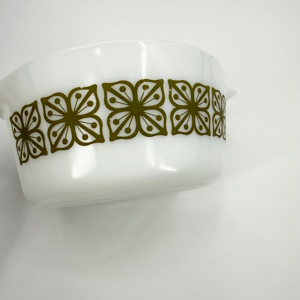 Vintage Pyrex 474-B Verde Green Square Flowers 1.5Q‎ Casserole Dish + Lid - Picture 2 of 11